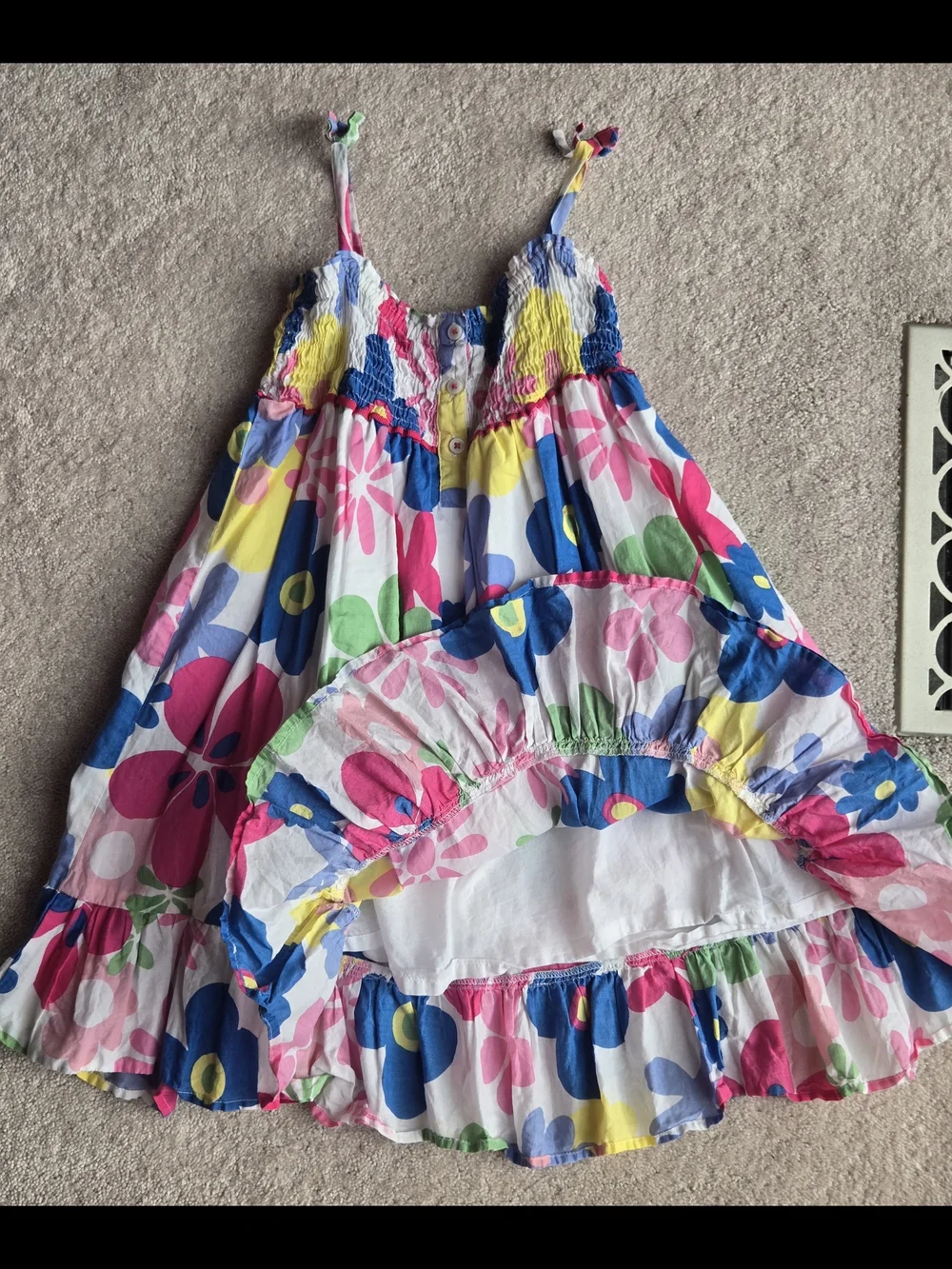 Mini Boden Floral Sundress in White, Pink, Blue, Yellow, Green
